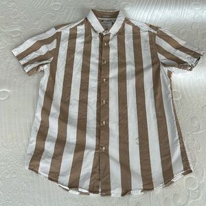 Denim & Flower tan and white striped shirt